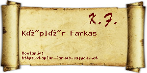 Káplár Farkas névjegykártya